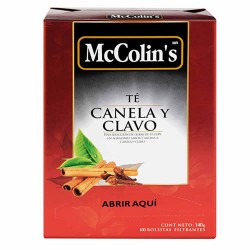MCCOLINS - TEA,CINNAMON AND CLOVE INFUSION PERU, BOX OF 100 TEA BAGS
