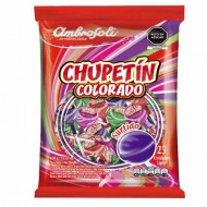 AMBROSOLI CHUPETIN COLORADO - ASSORTED HARD LOLLIPOPS CANDIES , BAG  X 25 UNITS