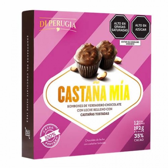 DI PERUGIA CASTAÑA MIA MILK CHOCOLATE FILLED WITH ROASTED CHESTNUTS , BOX OF 192 GR