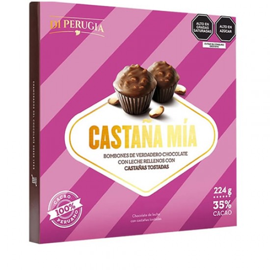 DI PERUGIA CASTAÑA MIA MILK CHOCOLATE WITH ROASTED CHESTNUTS , BOX OF 168 GR