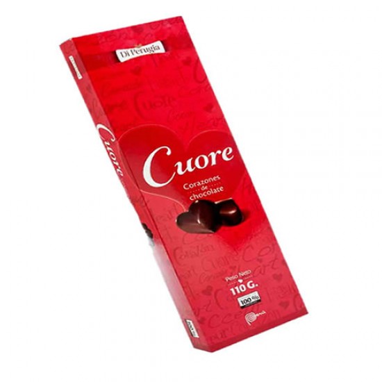 DI PERUGIA CUORE CHOCOLATE BONBONS  FILLED WITH PEANUT BUTTER AND TRUFFLES, BOX OF 118 GR