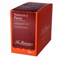 LA IBERICA MILK CHOCOLATE TABLET WITH RAISINS & NUTS ( PASAS Y NUECES ) , BOX OF 10 UNITS