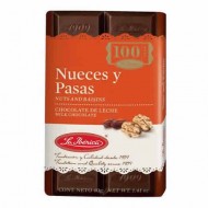 LA IBERICA MILK CHOCOLATE TABLET WITH RAISINS & NUTS ( PASAS Y NUECES ) , BOX OF 10 UNITS
