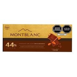 MONTBLANC - MILKY CHOCOLATE TABLET WITH ALMONDS 44% CACAO - BOX OF 190 GR