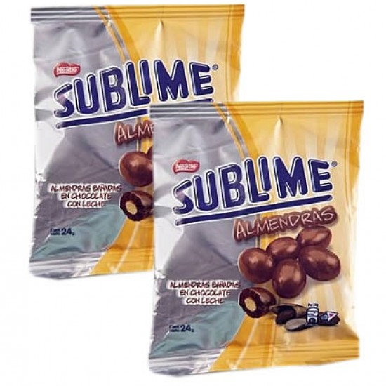 SUBLIME ALMENDRAS - ALMONDS IN CHOCOLATE PILLS , BOX OF 20 BAGS