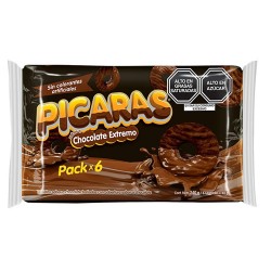 PICARAS EXTREME - COOKIES FILLED WITH CHOCOLATE -  BAG X 6 UNITS