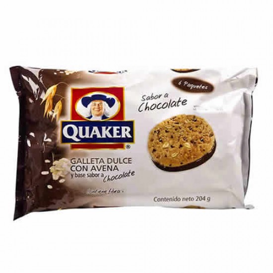 QUAKER - SWEET OATMEAL COOKIES WITH CHOCOLATE FLAVOR , BAG X 6 UNITS