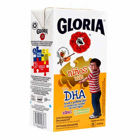 GLORIA - FRESH UHT MILK KIDS  PERU , BOX OF 1 LITER