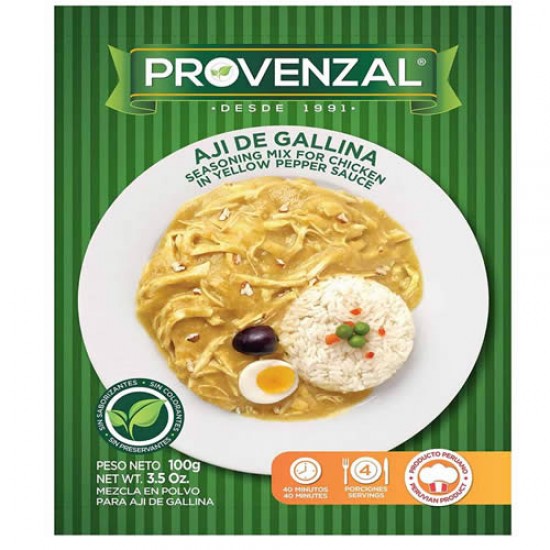 PROVENZAL- SEASONING FOR CHICKEN ( AJI DE GALLINA) IN YELLOW PEPPER SAUCE , SACHET X 100 GR