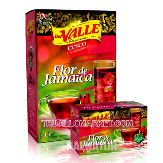 DEL VALLE  - JAMAICA FLOWER TEA INFUSIONS, BOX OF 100 TEA BAGS