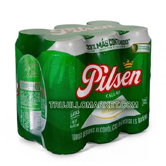 PILSEN CALLAO - PERUVIAN BEER, PACK X 6 CANS , 473 ml / 16 oz