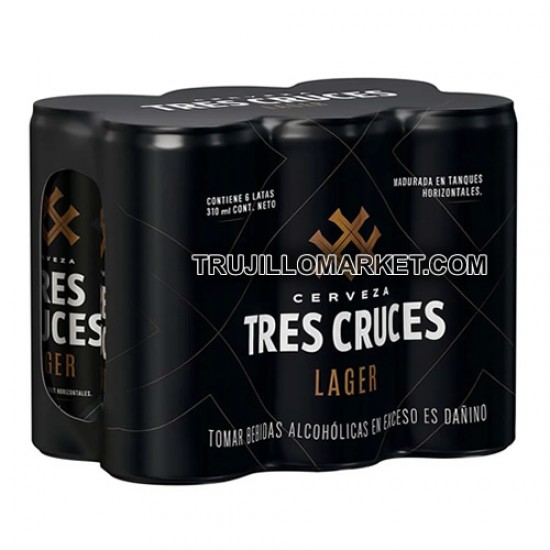 TRES CRUCES - PERUVIAN LAGER BEER, PACK X 6 CANS , 310 ml  / 10.5 oz