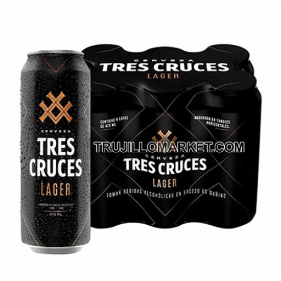 TRES CRUCES - PERUVIAN LAGER BEER, PACK X 6 CANS , 473 ml  / 10.5 oz