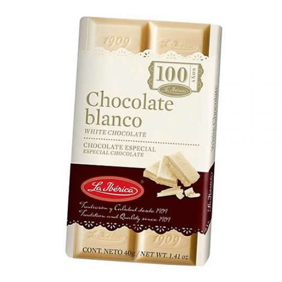 LA IBERICA WHITE CHOCOLATE TABLET X 40 GR - BOX OF 10 UNITS