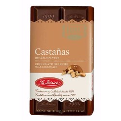 LA IBERICA TABLETS BARS OF CHOCOLATE MILK  MADE OF RAISINS, NUT, CHESTNUTS - PACK X 4 BARS