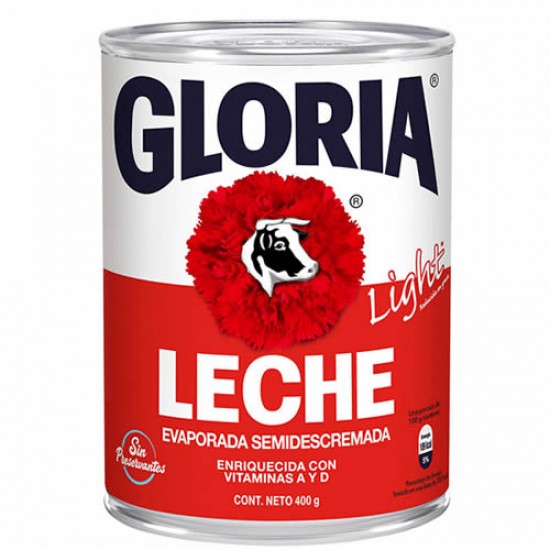 GLORIA - LIGHT EVAPORATED MILK , TIN X 410 ML 