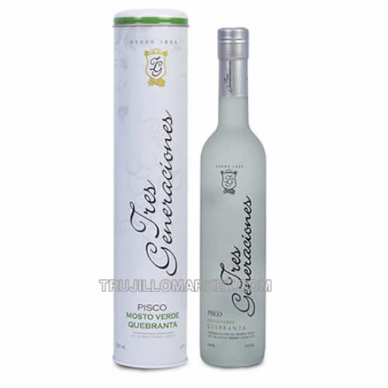 TRES GENERACIONES - PISCO QUEBRANTA PURE, BOT X 500 ML