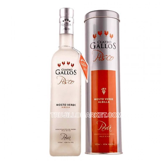 CUATRO GALLOS - PISCO MOSTO VERDE ITALIA, BOTTLE X 700 ML