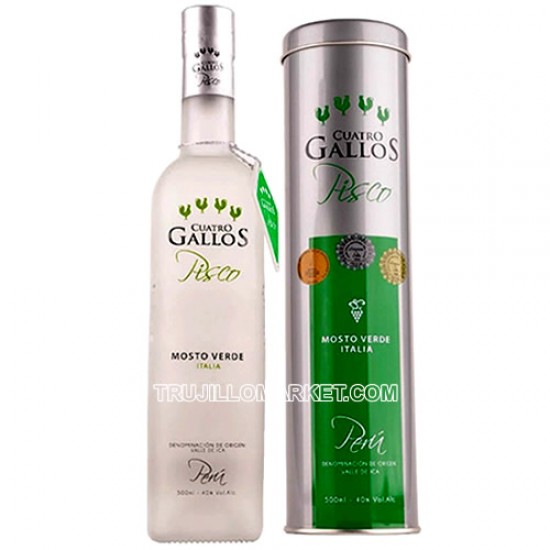 CUATRO GALLOS - PISCO MOSTO VERDE ITALIA, BOTTLE X 700 ML