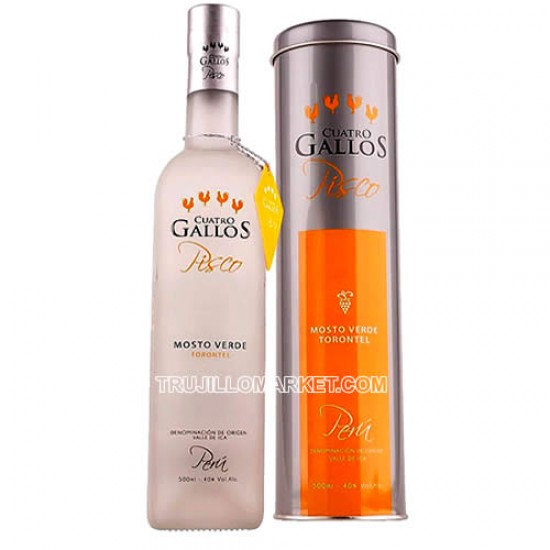 CUATRO GALLOS - PISCO MOSTO VERDE ACHOLADO, BOTTLE X 700 ML