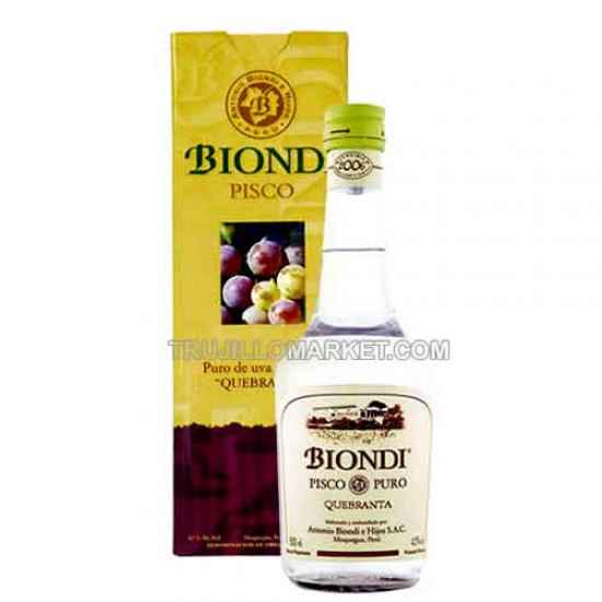 BIONDI - PERUVIAN PISCO PURE MOSCATEL, BOTTLE X 500 ML