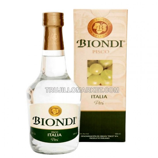 BIONDI - PERUVIAN PISCO PURE TORONTEL, BOTTLE X 500 ML